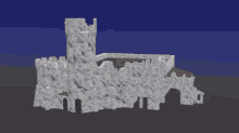 a computer generated image of a castle with a tower