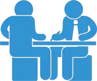 an icon of two people sitting at a table