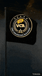 a black flag that says new vca on it