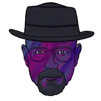 a drawing of a man 's face with a hat and glasses
