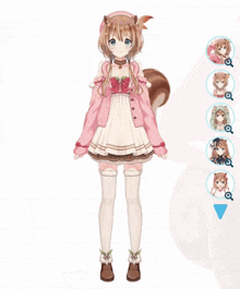 a girl with a squirrel 's head and a pink jacket