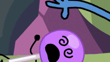a cartoon of a purple ball with swirls on it