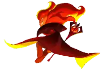 a pixel art drawing of a person with fire coming out of their hair