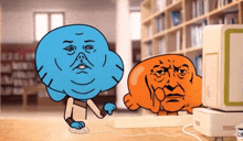 gumball and darwin from the amazing world of gumball looking at a computer