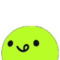 a green circle with black dots and a smiley face on it