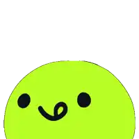 a green circle with black dots and a smiley face on it