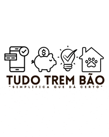 a black and white logo for tudo trem bao shows a piggy bank a light bulb and a house