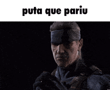 a video game character smoking a cigarette with the words puta que pariu on the bottom