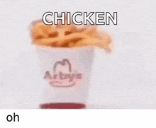 a blurry picture of a chicken sandwich with the words chicken on it