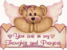 You Are In My Thoughts And Prayers Bear GIF - You Are In My Thoughts And Prayers Bear Hearts GIFs
