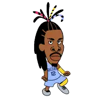 a cartoon drawing of a grizzlies basketball player with dreadlocks