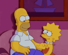 Feliz Dia Dos Pais! Simpsons / Lisa E Homer / Abraço GIF