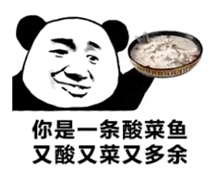 a panda is holding a bowl of food with chinese characters on it .