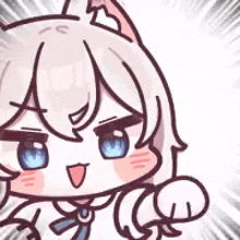 a close up of a cartoon character with a cat ear and a bow tie .