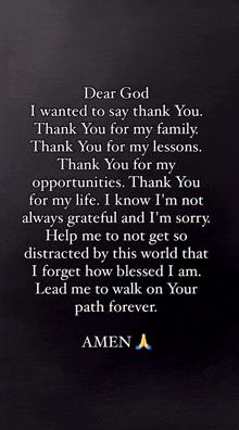 dear god , i wanted to say thank you . thank you for my family .
