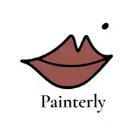 a logo for a company called painterly with a drawing of a woman 's lips