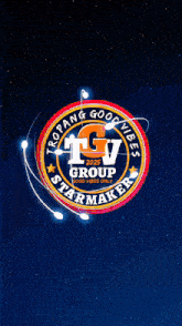a logo for thorang good vibes starmaker is shown on a blue background