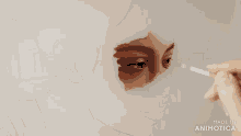 a painting of a woman 's eye is being made in animatica