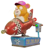 a toy that says ' to the moon ' on the bottom