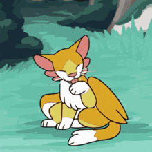 a cartoon cat with wings is scratching itself