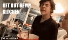 one direction harry styles annoyed kitchen get out