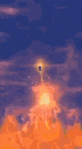 a cartoon drawing of a person flying through the air