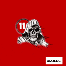 a picture of a grim reaper holding a sword with the number 11 in a red circle