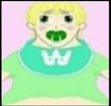 a cartoon of a baby wearing a bib with the letter w on it .