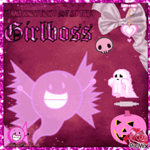 a picture of a ghost with the words girlboss on the bottom
