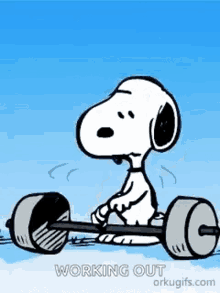 snoopy working out exercises fitness body building