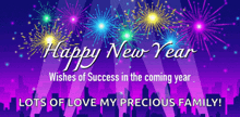 a happy new year greeting card with fireworks in the background