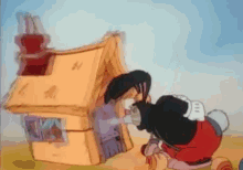 Wolf Blowing Piglet'S House GIF - Piglet Winnie Pooh Three Little Pigs GIFs