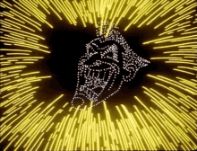 a glowing heart is surrounded by yellow lights on a black background