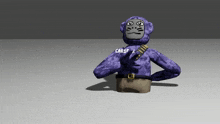 a purple monkey with the word car1f written on its chest