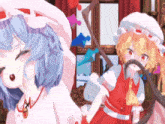 a couple of anime characters standing next to each other