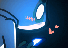 a cartoon drawing of a robot with hearts coming out of his mouth