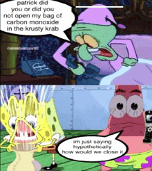 a cartoon of patrick and squidward from spongebob squarepants