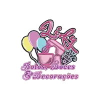 a logo for bolos doces and decoracoes with balloons and a pink box