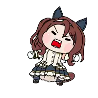 a cartoon drawing of a girl with long hair and ears screaming