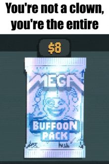 a bag of mega buffoon pack milk is being sold for $ 8
