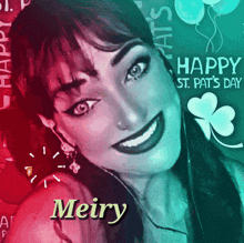 a picture of a smiling woman with the name meiry on it