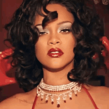 Rihanna Savage Fenty Red Lipstick Sexy GIF - Rihanna Savage Fenty Red Lipstick Sexy GIFs