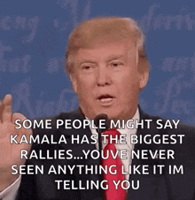 donald trump is giving a speech and says some people might say kamala
