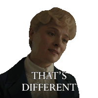 a woman in a suit says that 's different on a white background