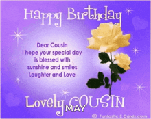 Happy Birthday Cousin Dear Cousing GIF - Happy Birthday Cousin Dear Cousing Greetings GIFs