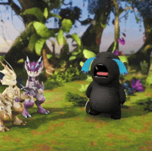 a black monster with a blue tear coming out of its eye