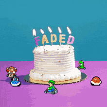 birthday faded marion cartoons cake