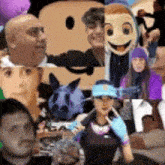 a collage of people with masks on their faces including a man and a woman