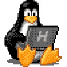 tux linux penguin computer typing busy