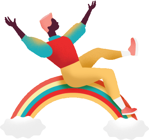 Black Man Sliding On Rainbow Sticker - Proudly Me Over The Rainbow Google Stickers